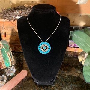 Sleeping beauty turquoise medallion pendant/pin